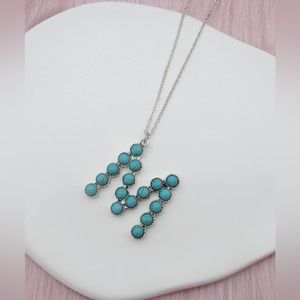 Letter M teal blue turquoise pendant